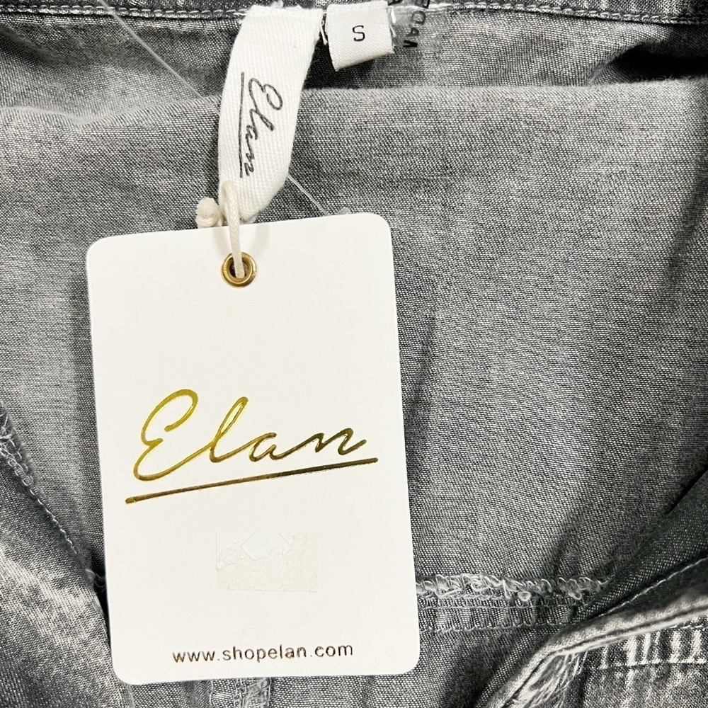 Elan Womens Gray Wash Teddie Short Sleeve Button Up Short Romper Size S - Picture 7 of 8